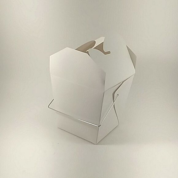 Chinese Take Out Boxes Paper Metal Handles White 4" X 4" Party Supplies qty 13 - Picture 4 of 9
